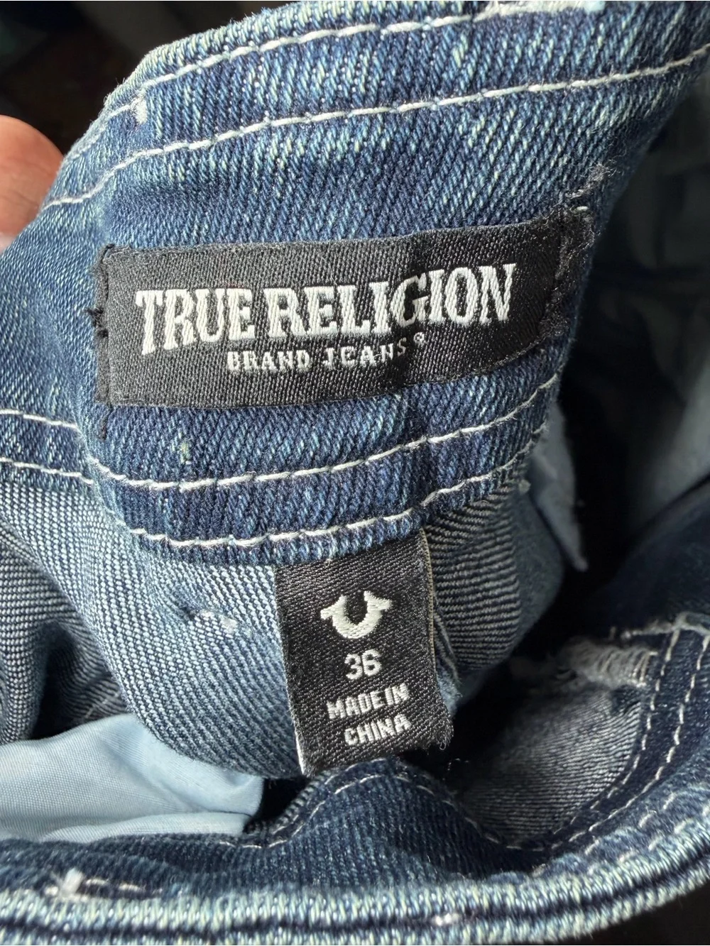 True Religion Men’s Cargo Jeans Blue Wash Size 36 Straight Leg